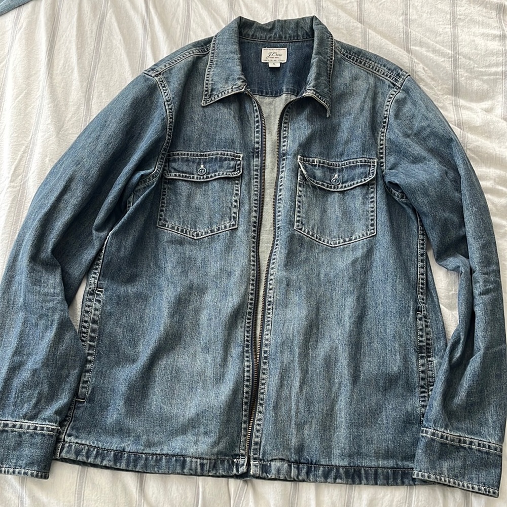 Jcrew Denim zip up shirt size small